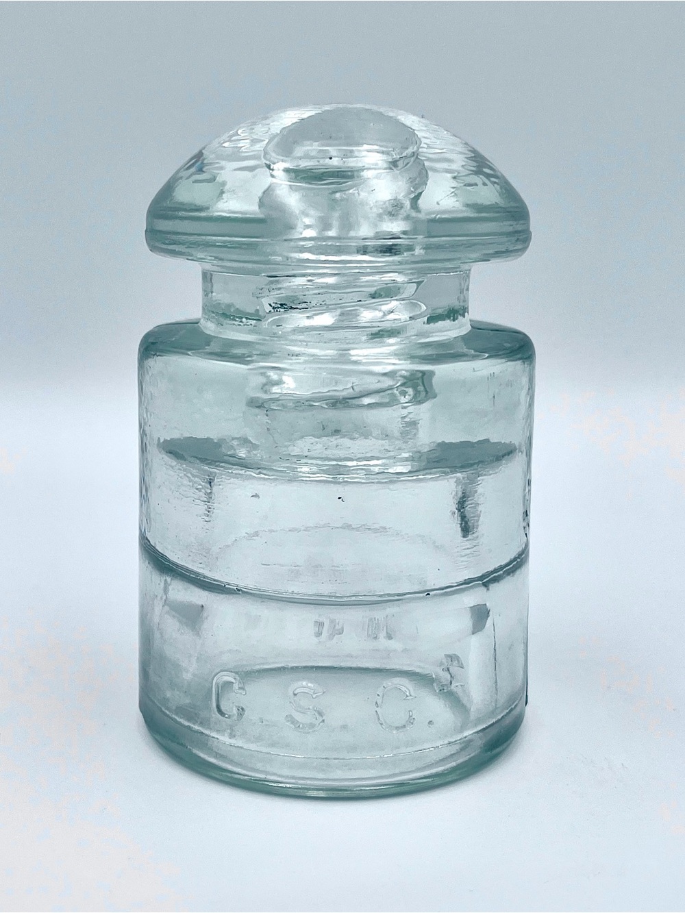 Vintage Clear Glass Hemingray Insulator C.S.C. No. 19-42 Farmhouse Paperweight